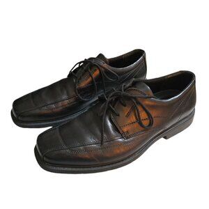 Clarks Black Newmann Lace Up Square Toe Leather Oxford Shoes Sz 11M